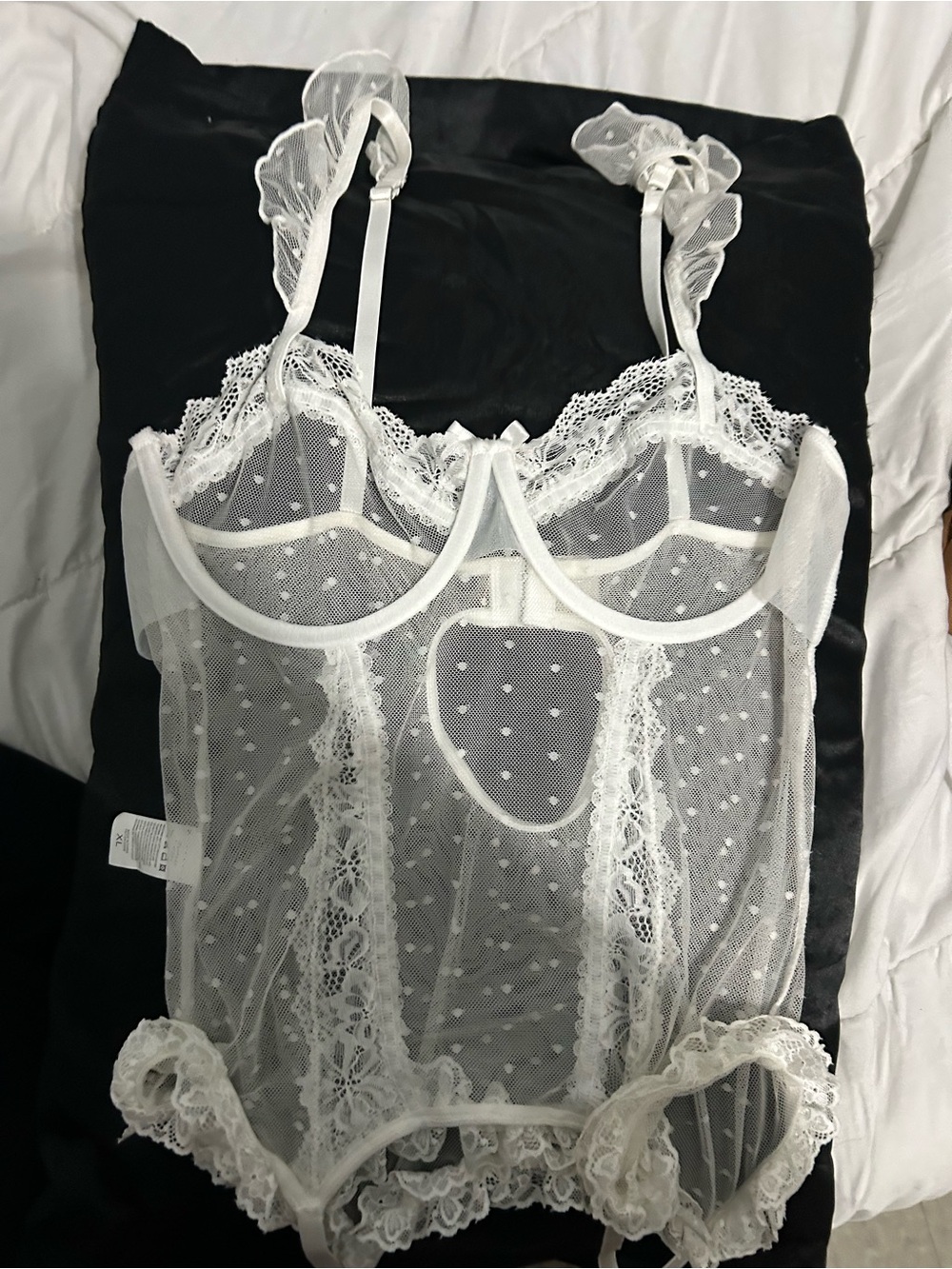 White Lace Sheer Bodysuit Lingerie